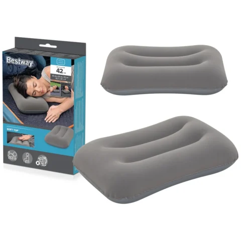 Dmuchana Poduszka Welurowa Szara 42 cm Bestway 67121
