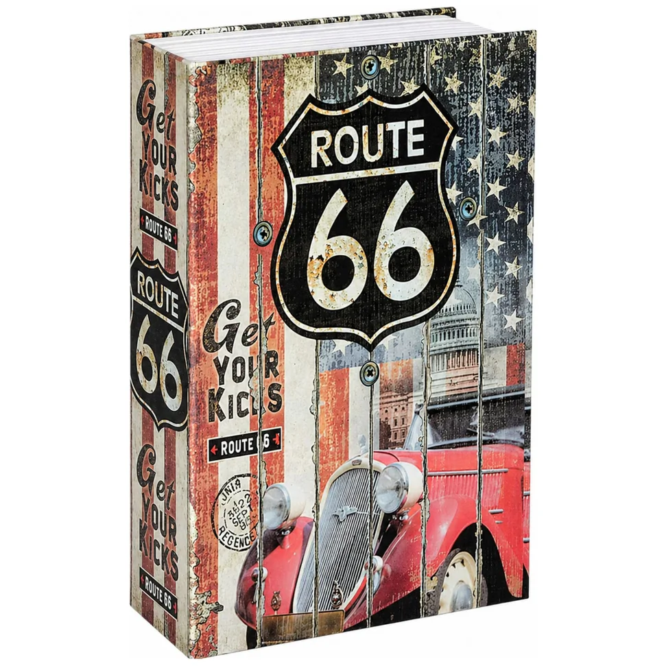 Książka Sejf Na Klucz Mała Kasetka Skrytka Na Pieniądze Route 66 - obrazek 2