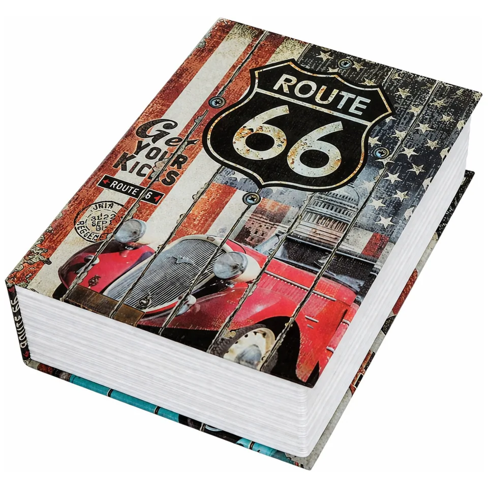 Książka Sejf Na Klucz Mała Kasetka Skrytka Na Pieniądze Route 66 - obrazek 4