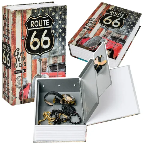 Książka Sejf Na Klucz Mała Kasetka Skrytka Na Pieniądze Route 66