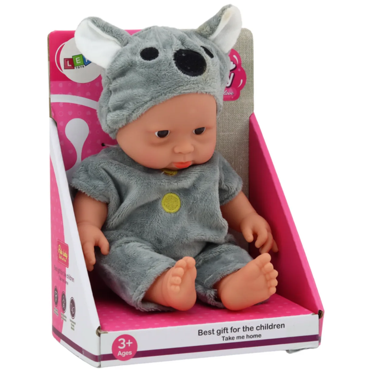 Mała Lalka Bobas Siwe Ubranko Czapeczka Koala - obrazek 4