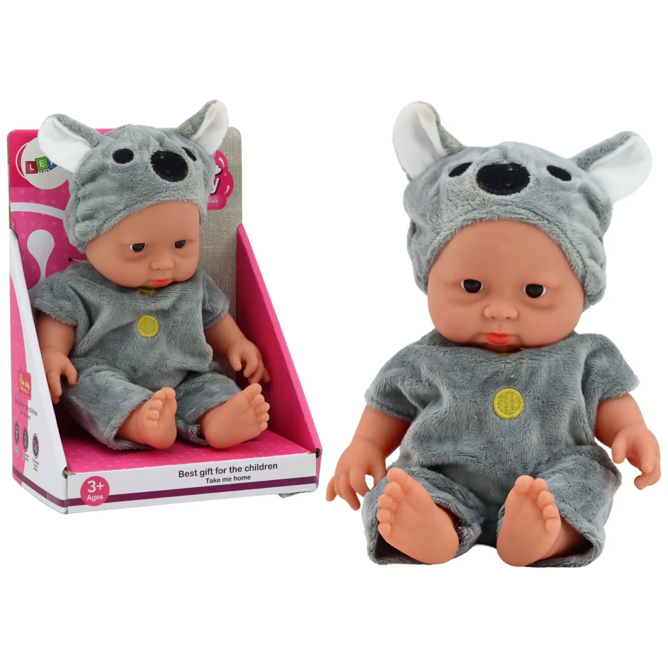 Mała Lalka Bobas Siwe Ubranko Czapeczka Koala