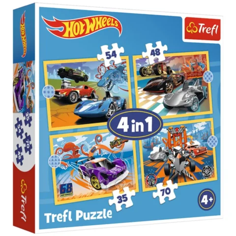 Puzzle - 4w1 (12, 15, 20, 24) - Pojazdy Hot Wheels - Trefl 34627