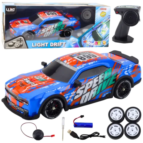 Auto Sportowe Zdalnie Sterowane RC Podświetlana Karoseria Drift Niebieskie