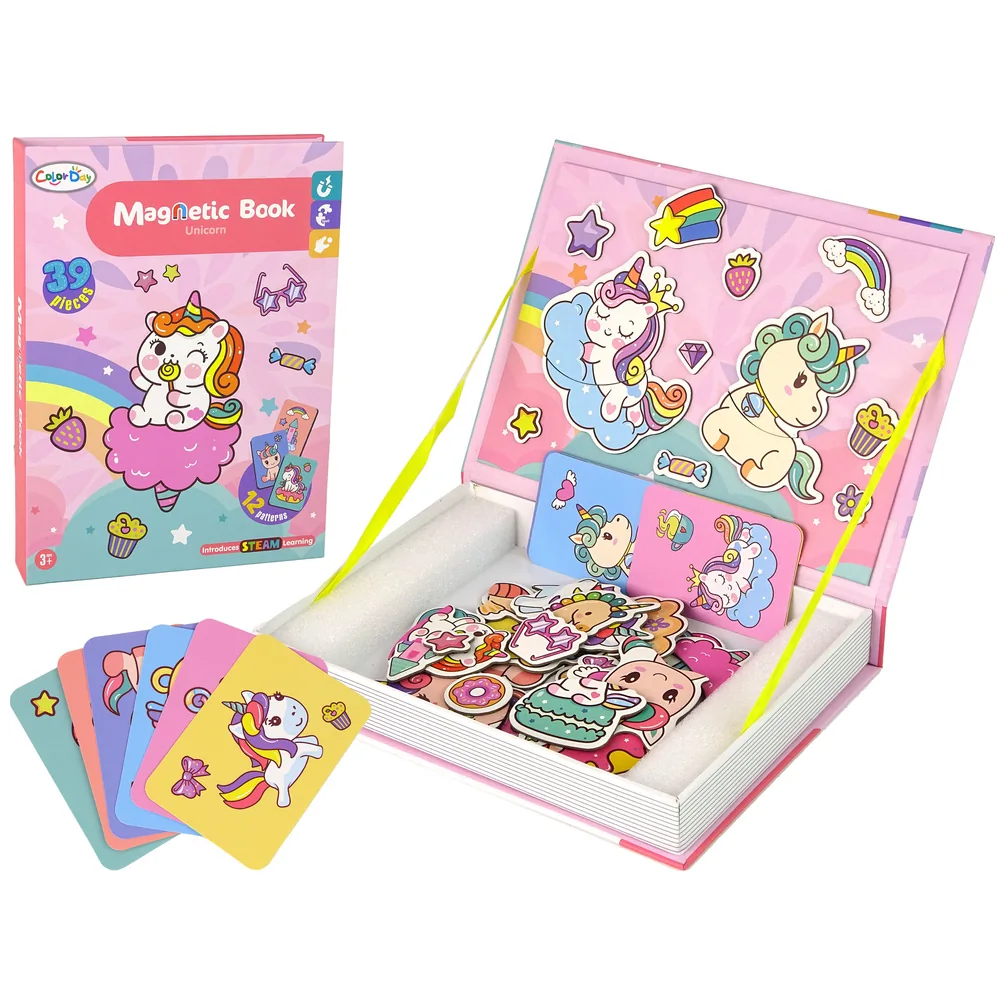 Magnetyczna Układanka Książka Jednorożce Puzzle Karty
