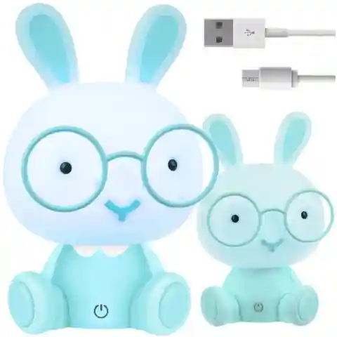 LAMPKA NOCNA DLA DZIECI KRÓLIK LAMPA BIURKOWA USB NA BIURKO PREZENT RÓŻ Długość/wysokość: 23 cm