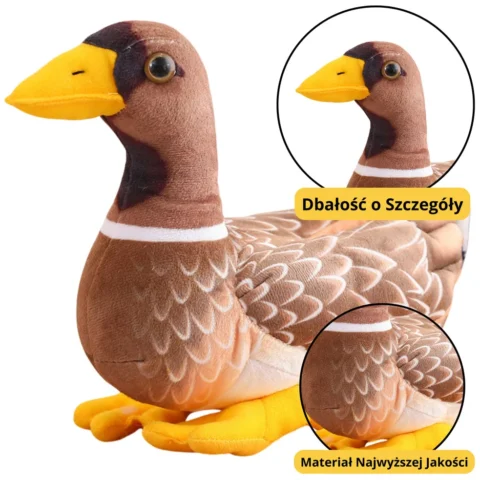 Pluszowa Maskotka Przytulanka Kaczka Brązowo Żółta 28cm