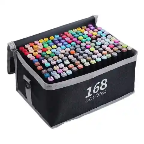 ZESTAW MARKERY DWUSTRONNE PISAKI ALKOHOLOWE FLAMASTRY MAZAKI ETUI 168 SZTUK Marka: Hikey