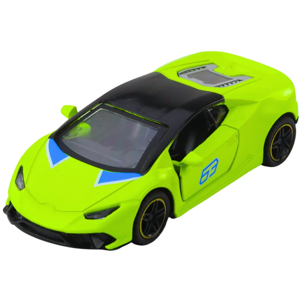 Samochód Sportowy Napęd Pull Back Metalowy Neonowy Zielony 1:43 - obrazek 2