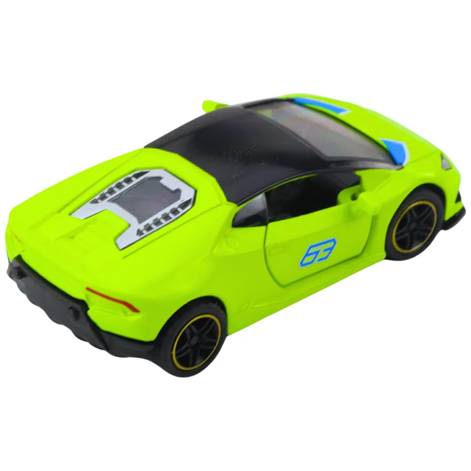 Samochód Sportowy Napęd Pull Back Metalowy Neonowy Zielony 1:43 - obrazek 5