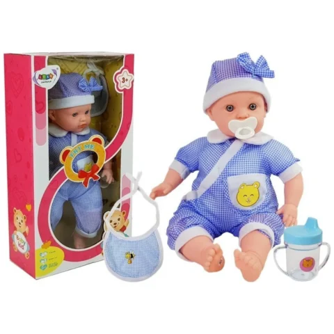 Lalka Bobas 45 cm Niebieskie Ubranie