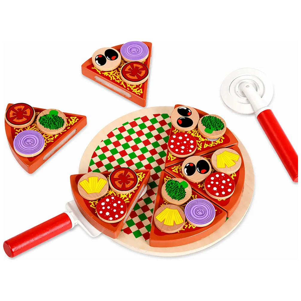 Drewniany Zestaw Do Krojenia Pizza Na Rzepy Kółko Do Krojenia Deska - obrazek 3