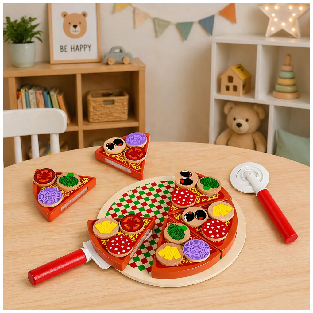 Drewniany Zestaw Do Krojenia Pizza Na Rzepy Kółko Do Krojenia Deska - obrazek 4