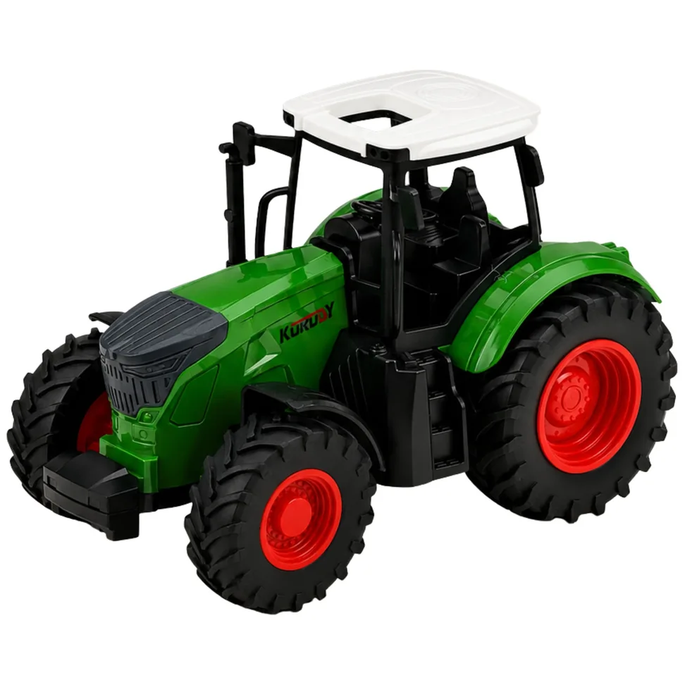 Traktor Rolniczy Farmerski Gospodarski Gumowe Koła Biało Zielony 1:24 - obrazek 2