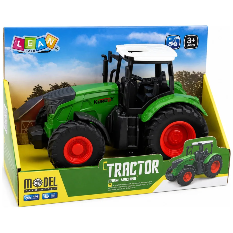 Traktor Rolniczy Farmerski Gospodarski Gumowe Koła Biało Zielony 1:24 - obrazek 5