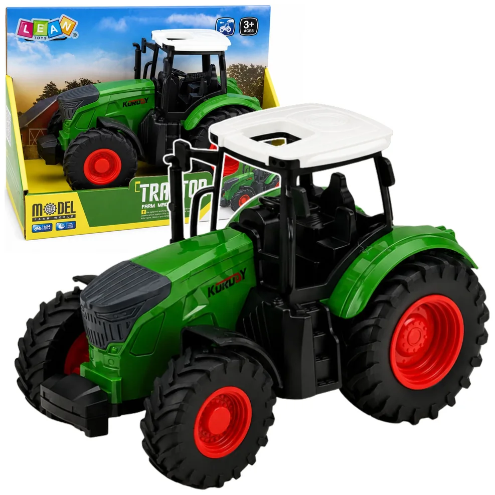 Traktor Rolniczy Farmerski Gospodarski Gumowe Koła Biało Zielony 1:24