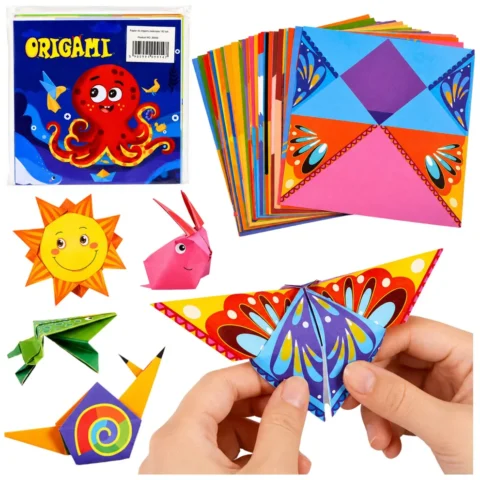Zestaw Do Origami Papier Kolorowy Książeczka Instruktażowa 100 Arkuszy