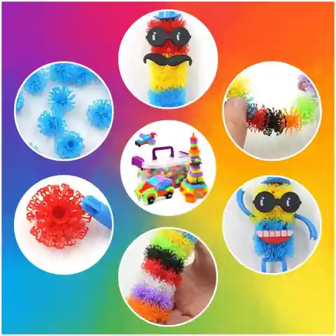 RZEPY CZEPY KLOCKI KREATYWNE KOLOROWE 900+ XXL MEGA ZESTAW ZABAWKA PREZENT Materiał: guma, plastik, tkanina