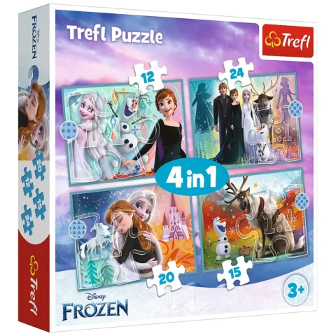 Puzzle - 4w1 (12, 15, 20, 24) - Niezwykły świat Frozen - Kraina Lodu - Trefl 34381