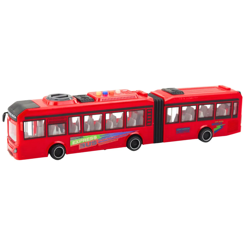 Autobus Przegubowy Otwierane Drzwi Światła Dźwięki Czerwony 1:16 - obrazek 2