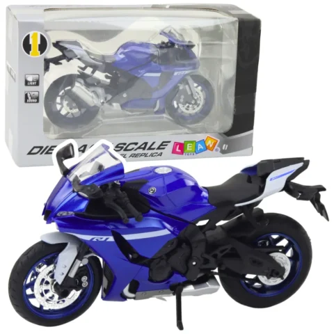 Motocykl Sportowy Metalowy Światła Dźwięki Granatowy R1 1:12
