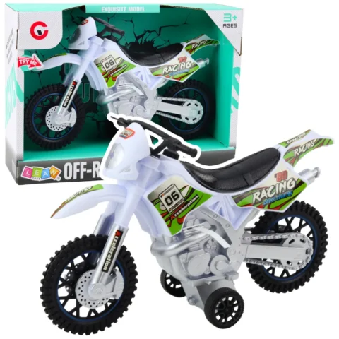 Motor Crossowy Off-Road Napęd Światła Dźwięki Biały