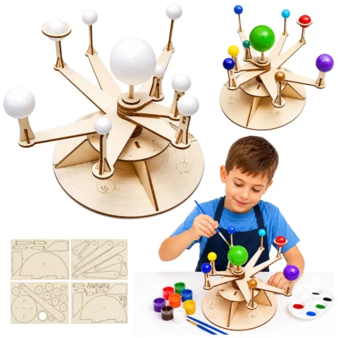 Drewniany Model Układu Słonecznego Planety DIY Zestaw Edukacyjny