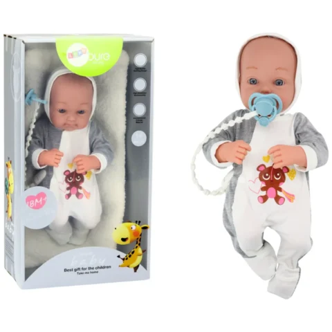 Lalka Bobas Ze Smoczkiem Kocyk Body Akcesoria Zestaw 35 cm