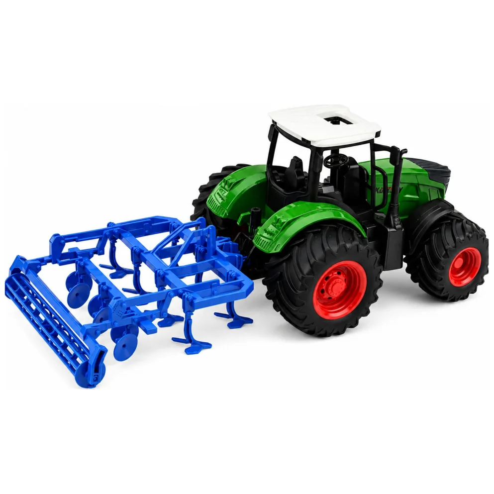 Traktor Rolniczy Farmerski Z Kultywatorem Agregat Uprawowy Zielony 1:24 - obrazek 3