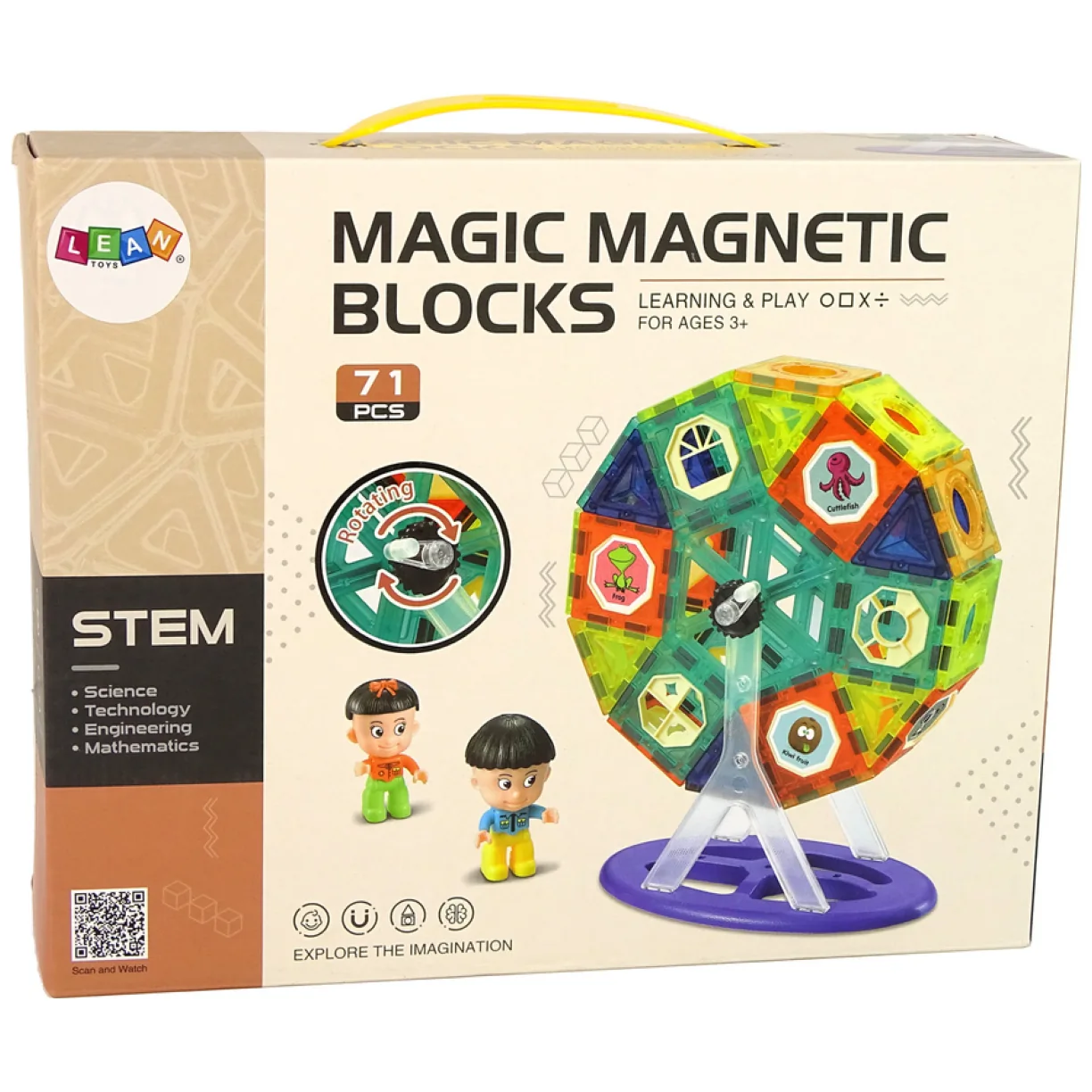 Klocki Magnetyczne Budowle 3D Diabelski Młyn Karuzela 71 Elementów - obrazek 4
