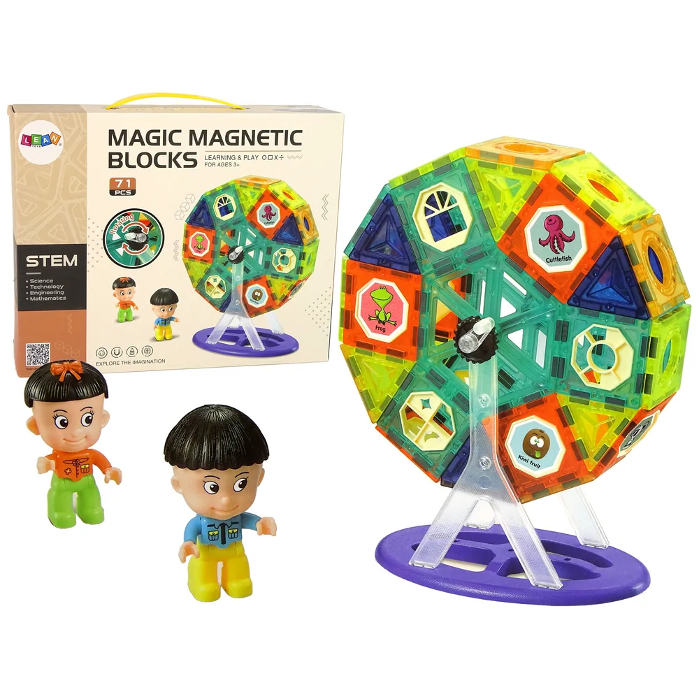 Klocki Magnetyczne Budowle 3D Diabelski Młyn Karuzela 71 Elementów