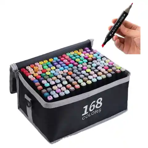 ZESTAW MARKERY DWUSTRONNE PISAKI ALKOHOLOWE FLAMASTRY MAZAKI ETUI 168 SZTUK EAN (GTIN): 5905943040579