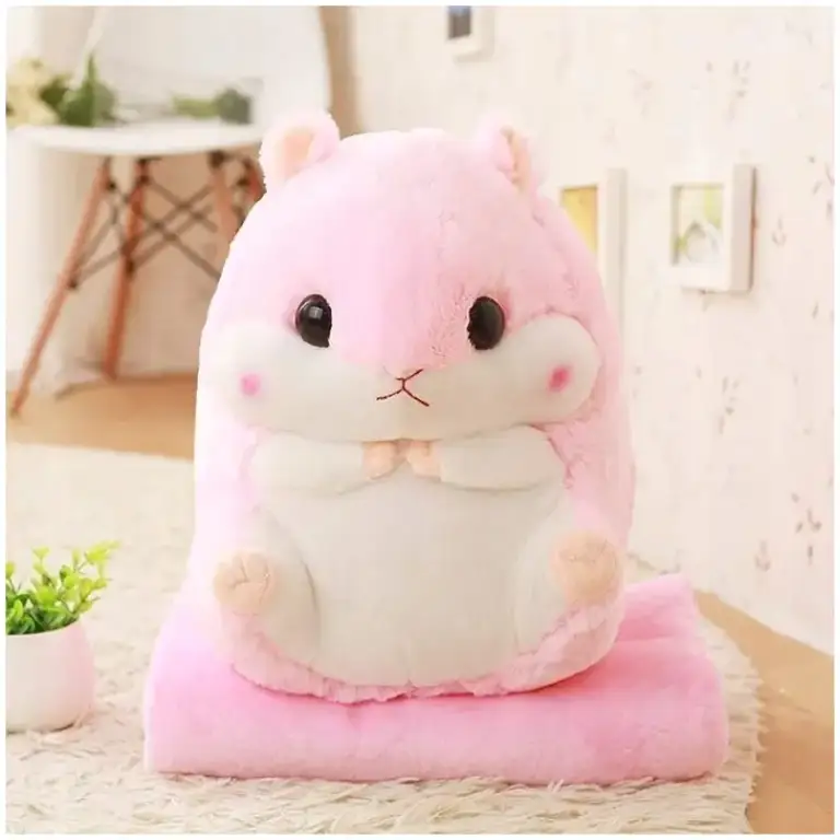 Chomik maskotka kocyk poduszka koc pluszowy komplet 3w1 różowy urodziny Długość: 35 cm