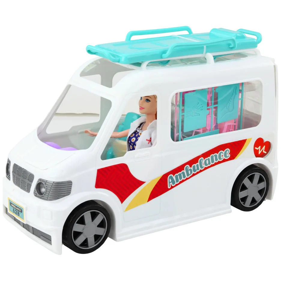 Mobilny Szpital Karetka Ambulans Z Noszami 2W1 Lalka Doktor Akcesoria - obrazek 2