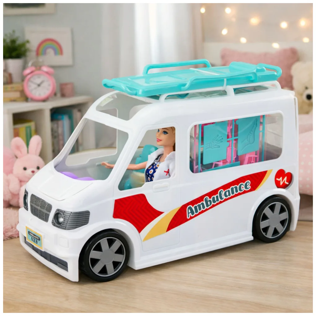 Mobilny Szpital Karetka Ambulans Z Noszami 2W1 Lalka Doktor Akcesoria - obrazek 4