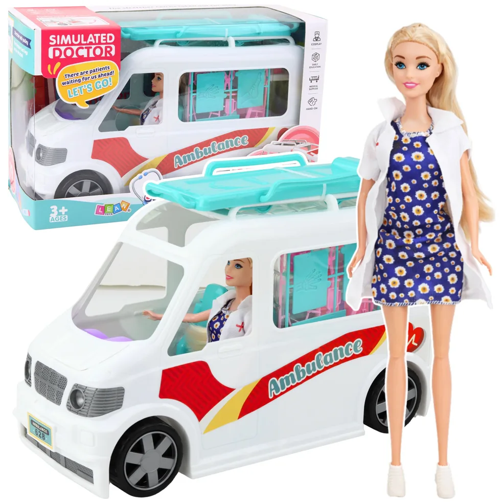 Mobilny Szpital Karetka Ambulans Z Noszami 2W1 Lalka Doktor Akcesoria