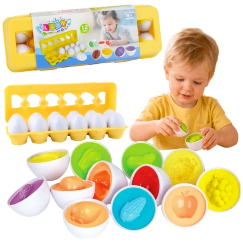 Sorter Edukacyjny Jajka Dopasowywanie Kształtów Owoce Kolorowe 12 szt.