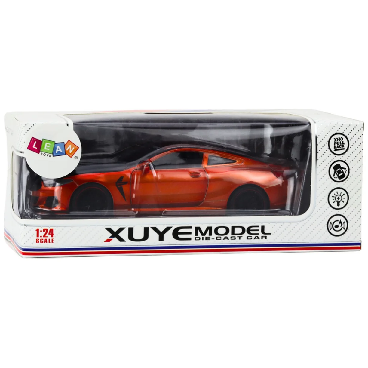Auto Sportowe Metalowe Napęd Frykcyjny Otwierane Elementy 1:24 Pomarańczowe - obrazek 4