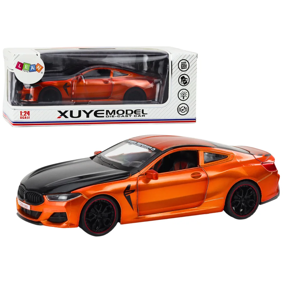 Auto Sportowe Metalowe Napęd Frykcyjny Otwierane Elementy 1:24 Pomarańczowe