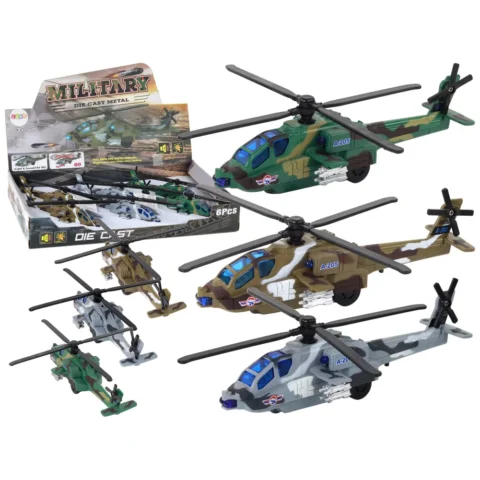 Helikopter Wojskowy Śmigłowiec Militarny Aluminiowy Mix  Dźwięk Światła