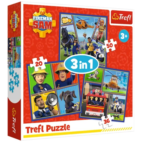 Puzzle - 3w1 ( 20, 36, 50) - Dzień Strażaka Sama - Trefl 34868