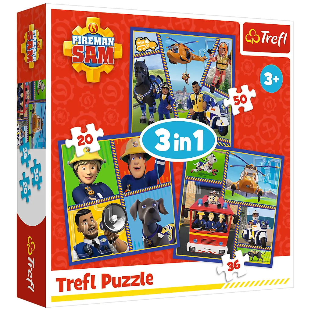 Puzzle - 3w1 ( 20, 36, 50) - Dzień Strażaka Sama - Trefl 34868