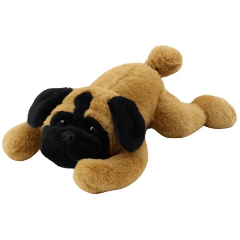 Pluszowa Maskotka Przytulanka Pies Mops Leżący Brązowy 40cm