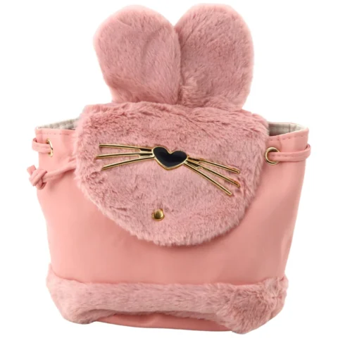 Plecak Dziecięcy Pluszowy Uszy Regulowany Pasek Różowy 22cm 4L