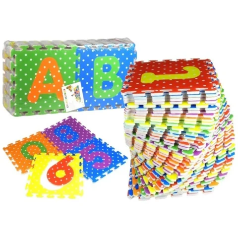 Puzzle Piankowe Kolorowe Alfabet i Cyferki 36 elementów