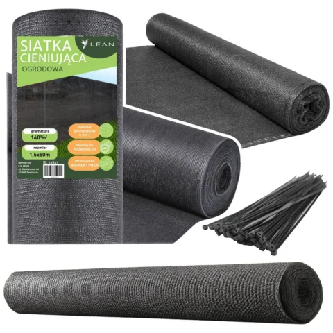 Siatka Cieniująca Na Ogrodzenie Płot Maskująca Szara 1.5M 50M 140g/m²