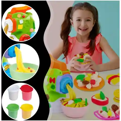 CIASTOLINA MAKARONOWA MASZYNKA ZESTAW KREATYWNY DLA DZIECI NA PREZENT Wysokość produktu: 23 cm