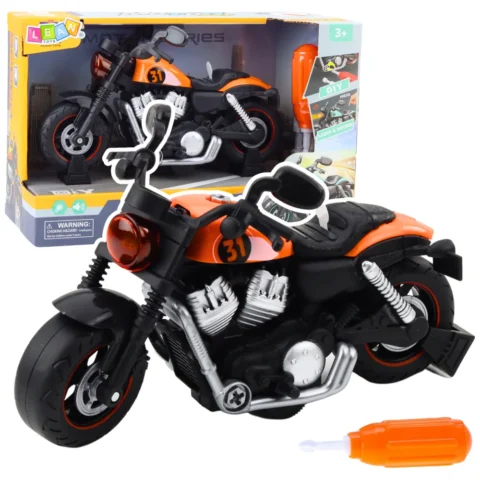 Motocykl Do Skręcania Rozkręcania DIY Światła Dźwięki Pomarańczowy