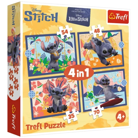 Puzzle - 4w1 (25, 48, 54, 70) - Wakacje na Hawajach - Disney Stitch - Trefl 34666