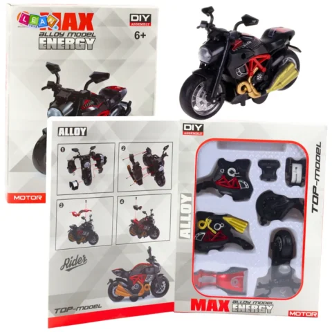 Motocykl Do Składania Skręcania Metal 1:14 DIY Czerwony
